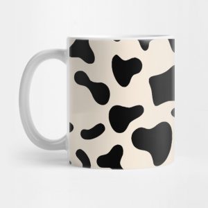 Black Dairy Cow Print Pattern on Milk Background