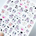 1pcs Cow Print 3D Nails Sticker Black White Mix Spots Animal New Year designer Nail Slider 1 - Cow Print Shop