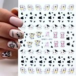 1pcs Cow Print 3D Nails Sticker Black White Mix Spots Animal New Year designer Nail Slider - Cow Print Shop