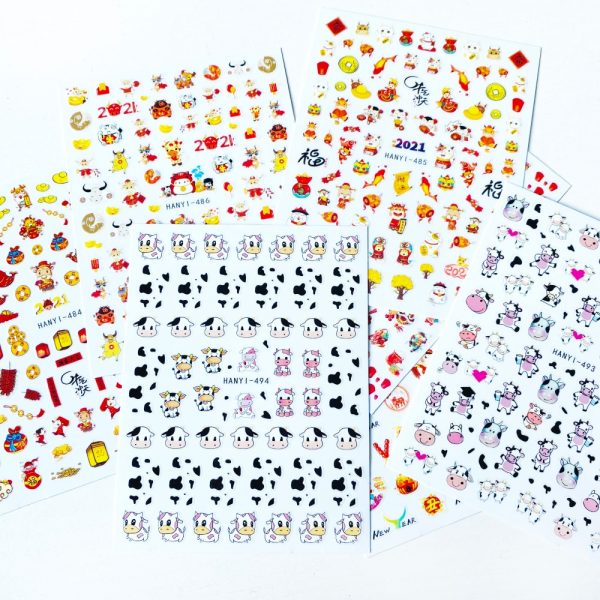 1pcs Cow Print 3D Nails Sticker Black White Mix Spots Animal New Year designer Nail Slider 4 - Cow Print Shop