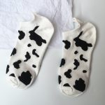 2 Pair Pack Cow Print Socks Woman Animal Cute Cartoon Black White Spots Cotton Casual Wholesale 3 - Cow Print Shop