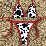 2021 Swimsuit Lacing up Bandage Female Swimwear Triangle Cow Print Beachwear Sexy Bikinis Set Women Bathers 1 - Cow Print Shop
