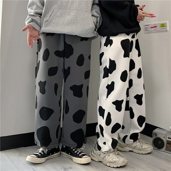 Autumn Woman Loose Sweatpants Femme Joggers Grey High Waist Pants Cow Print Casual Fashion Trousers 2020 1 - Cow Print Shop
