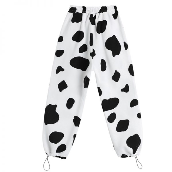 Autumn Woman Loose Sweatpants Femme Joggers Grey High Waist Pants Cow Print Casual Fashion Trousers 2020 - Cow Print Shop