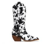Cow Women Model Shoes Brown Cow Pattern Fall Fashion Ladies Mid Calf Boots Street Style - Cow Print Shop