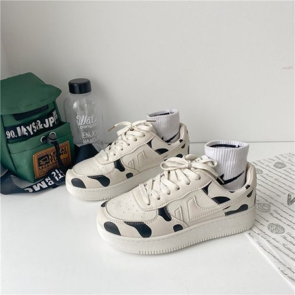Cow pattern Lolita Sneaker Women Harajuku Cute Round Head Shoes College Style Casual Street Japanese Shoes 4 - Cow Print Shop