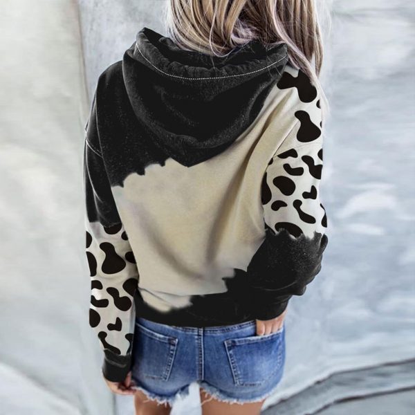 Cute Cow Print Sweatshirt Women s Harajuku Hoodie Pullover Long Sleeve Round Neck Casual Tops Clothes 4 - Cow Print Shop