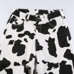 Fashion Denim Pants Retro Joggers Women Cow Print Jeans Baggy Straight Cargo Trouser 2021 y2k Mom 3 - Cow Print Shop