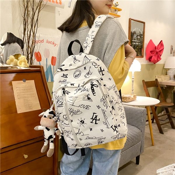 Fashion Kawaii Student Schoolbag Girls Laptop Backpack Women Cute Cow Print Mochila Travel Rucksack Cotton Leisure 2 - Cow Print Shop