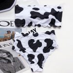 In X Cow print swimwear female High waist 2 piece suit Bandeau bikini 2021 Scalloped swimsuit 2 - Cow Print Shop