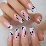 Medium Coffin Cow Miscellaneous Painting Fadeing Gel Tip Decoration Nails False Hand Dummy Stick On Nail 2 - Cow Print Shop