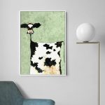 Modern Cartoon Dog Milk Cows Canvas Painting Wall Art Cute Animals Posters Prints for Kidroom Home 3 - Cow Print Shop