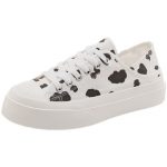 Spring 2021 New Cow Thick Soled Canvas Shoes Women s Versatile Ulzaang Gumshoes Girl Casual White 4 - Cow Print Shop