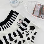 Striped socks funny cow print white cartoon calcetines cozy harajuku skarpetki damskie cute animal chaussettes kawaii 2 - Cow Print Shop