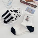 Striped socks funny cow print white cartoon calcetines cozy harajuku skarpetki damskie cute animal chaussettes kawaii 4 - Cow Print Shop
