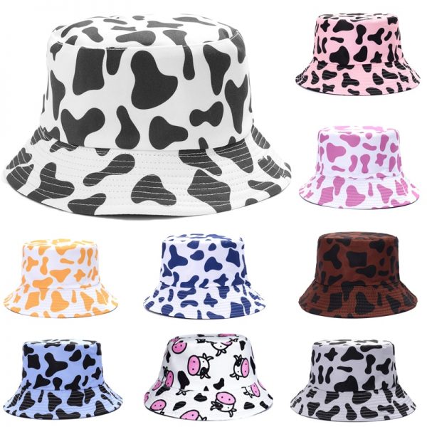 Summer Reversible Cow Print Bucket Hat Women Outdoor Travel Sun Hat Sun Protection Fisherman Cap Fashion 1 - Cow Print Shop