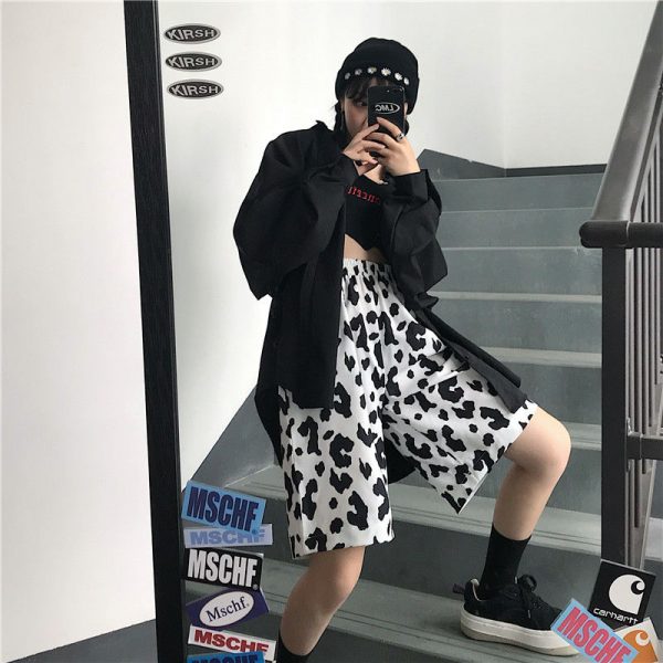 White Cow Summer 2020 Running Sport Shorts for Women Streetwear Harajuku Korean Joggers Women Elastic High 1 - Cow Print Shop