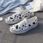 Women Canvas Sneakers Cow Print Patchwork White Shoes Brand Lovely Girls Thick Heel Sneakers Designer Low 2 - Cow Print Shop