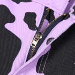 Women Purple Cow Print Jeans Pants High Waist Loose Pocket Wide Leg Pants Fashion Denim Trouser 5 - Cow Print Shop