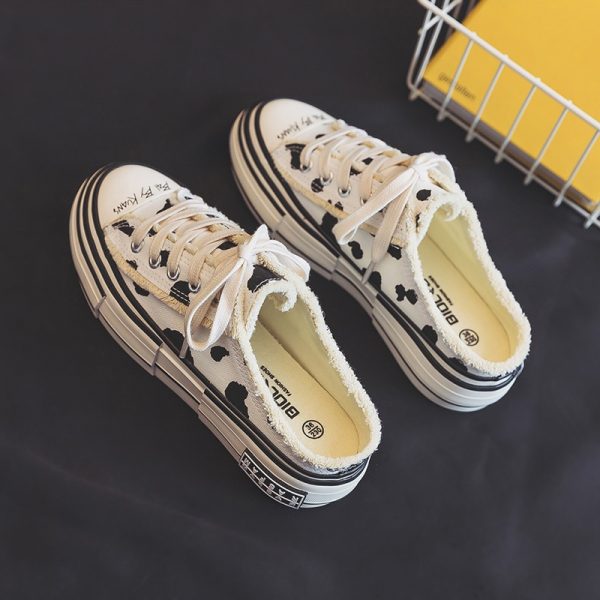 Women Shoes 2021 Spring Summer New Cow Print Lace Up Thick Sole Girls Sneakers Casual Shoes 1 - Cow Print Shop