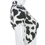 Women Tees New Fashion Sexy Black White Cow Print Ring Hollow Crop Tops Summer T Shirts 3 - Cow Print Shop