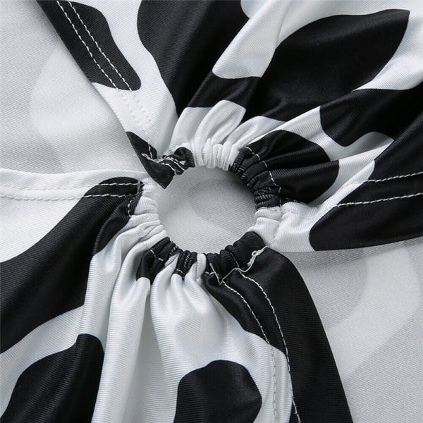 Women Tees New Fashion Sexy Black White Cow Print Ring Hollow Crop Tops Summer T Shirts 4 - Cow Print Shop