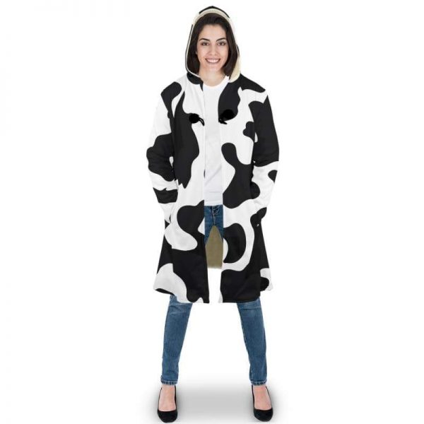 aop cloak cow lover sherpa hooded cloak 1 - Cow Print Shop