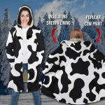 aop cloak cow lover sherpa hooded cloak 2 - Cow Print Shop