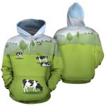 aop hoodie meadow cow hoodie 3 - Cow Print Shop