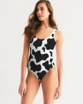 cloth cow print women s one piece swimsuit 1 - Cow Print Shop