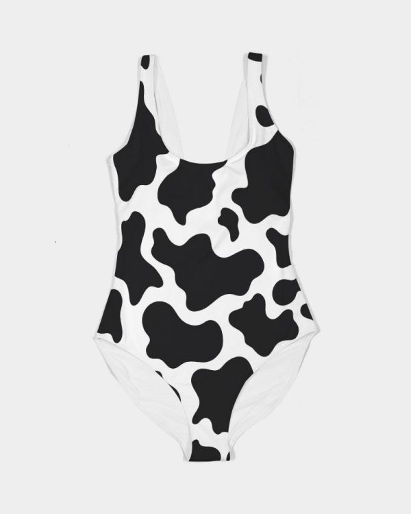 cloth cow print women s one piece swimsuit 5 - Cow Print Shop