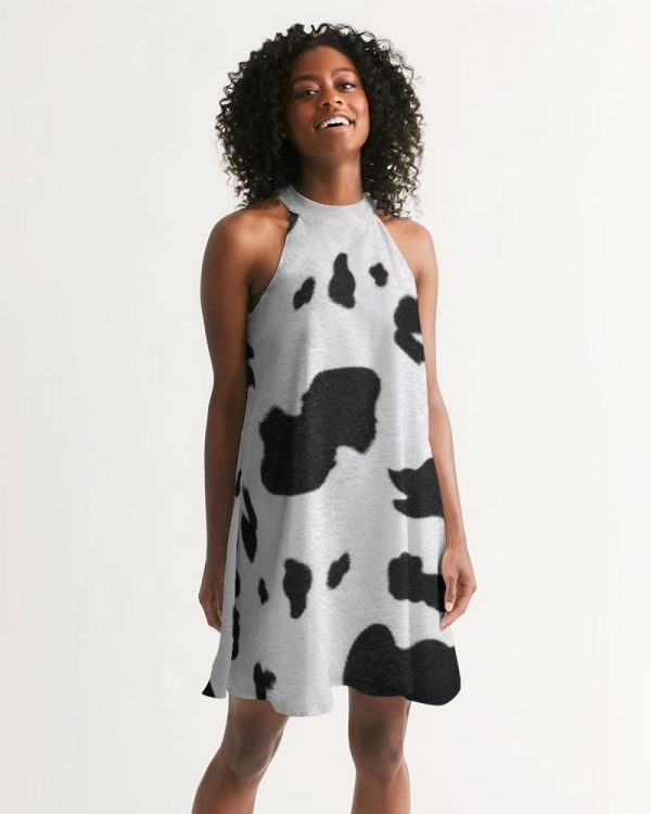 cloth cowhide women s halter dress 1 - Cow Print Shop