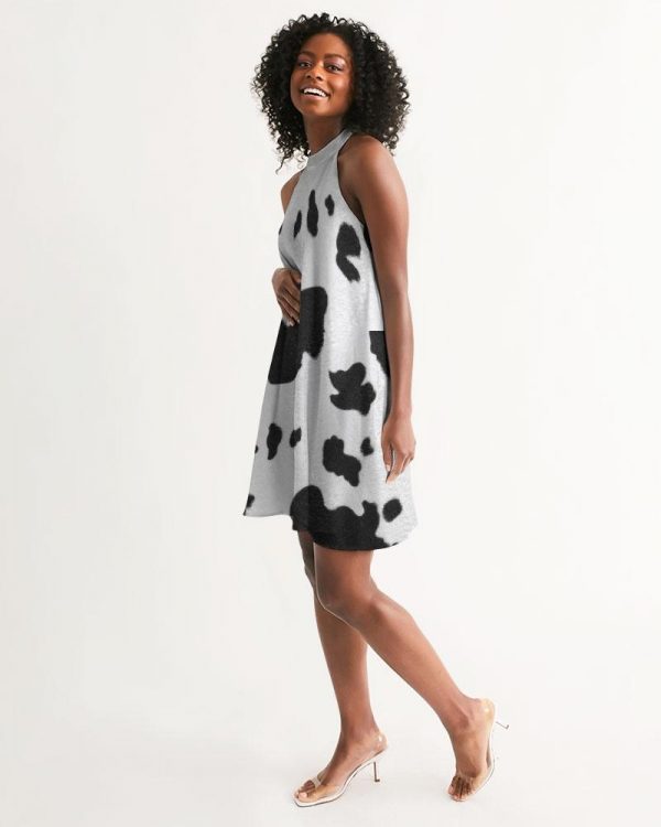 cloth cowhide women s halter dress 3 - Cow Print Shop