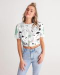 cloth cute cow women s twist front cropped tee 1 - Cow Print Shop