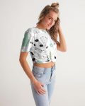 cloth cute cow women s twist front cropped tee 2 - Cow Print Shop