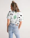 cloth cute cow women s twist front cropped tee 5 - Cow Print Shop