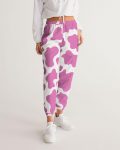 cloth pink cow print women s track pants 1 - Cow Print Shop