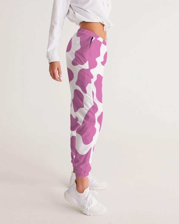 cloth pink cow print women s track pants 2 - Cow Print Shop