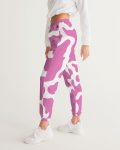 cloth pink cow print women s track pants 3 - Cow Print Shop