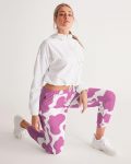 cloth pink cow print women s track pants 5 - Cow Print Shop