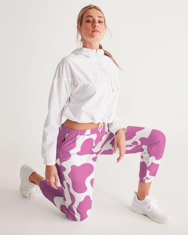 cloth pink cow print women s track pants 5 - Cow Print Shop