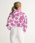 cloth pink cow women s cropped windbreaker 4 - Cow Print Shop