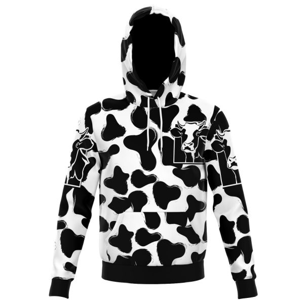 fashion hoodie aop grunge cow print hoodie 1 - Cow Print Shop