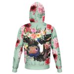 fashion hoodie aop mint floral cow hoodie 2 - Cow Print Shop