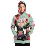 fashion hoodie aop mint floral cow hoodie 6 - Cow Print Shop