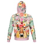 fashion hoodie aop pink floral cow hoodie 2 - Cow Print Shop