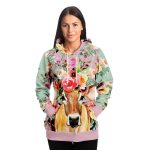 fashion hoodie aop pink floral cow hoodie 5 - Cow Print Shop