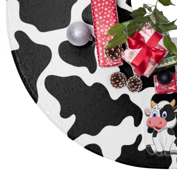 home decor cow print christmas tree skirt 1 - Cow Print Shop