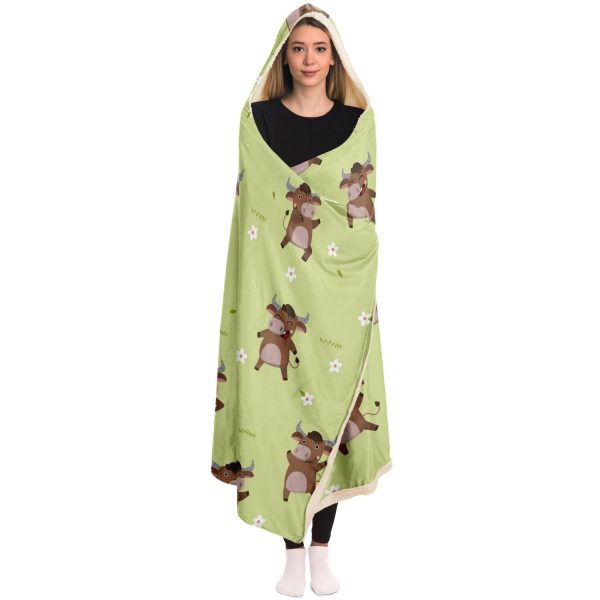hooded blanket aop cute bull hooded blanket 4 - Cow Print Shop