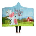 hooded blanket aop life is better on a farm hooded blanket 1 - Cow Print Shop